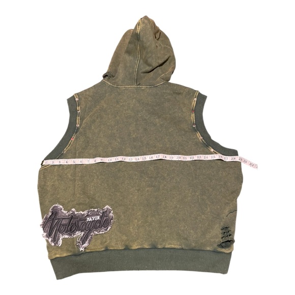 🆕 Unisex Cotton Hoodie Vest - Sleeveless - Distressed - Moto Sport - 100% COTTON - Picture 8 of 14